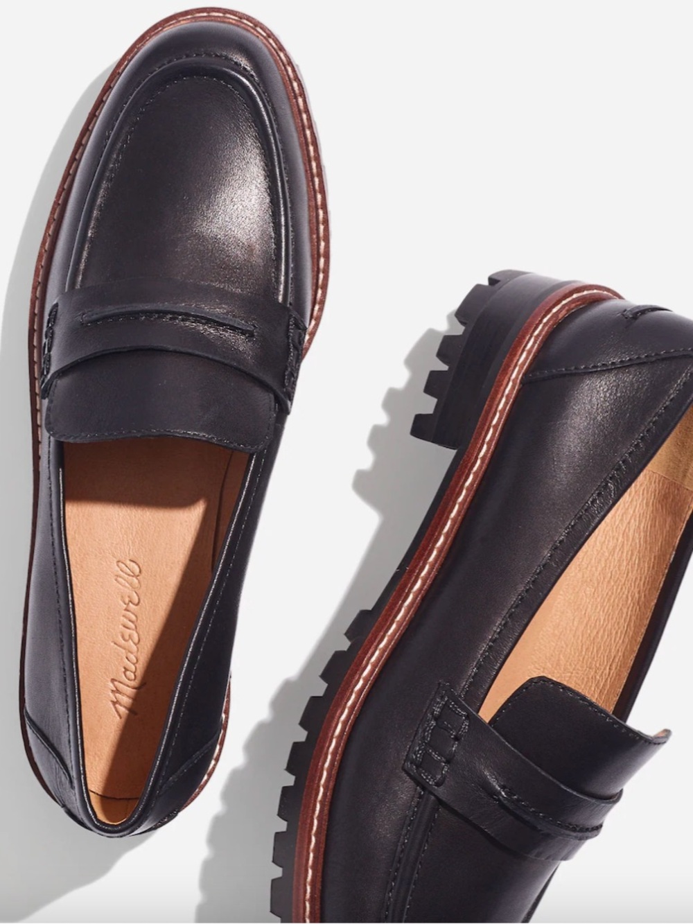 Madewell Smooth Leather Corinne Lugsole Loafer, Good Condition, Sz 9, Blk